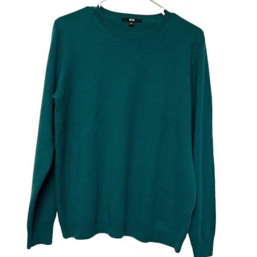 Men's Uniqlo 100% Cashmere Crewneck Long-Sleeve Teal Sweater Size XL EUC #1438